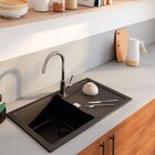 Évier(w) en composite(o) de quartz noir 1 bac à encastrer GoodHome Hawking + égouttoir - GoodHome - Castorama à Avignon Évier(w) en composite(o) de quartz noir 1 bac à encastrer GoodHome Hawking + égouttoir - GoodHome en promo chez Castorama Avignon à 99,90 €