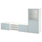 TV-Komb. mit Vitrinentüren weiß Glassvik/Selsviken hell graublau von BESTÅ für 467,00 € bei IKEA im Angebot TV-Komb. mit Vitrinentüren weiß Glassvik/Selsviken hell graublau von BESTÅ im aktuellen IKEA Prospekt