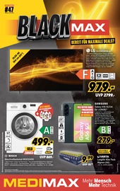 Aktueller MEDIMAX Elektromärkte Prospekt in Stühlingen und Umgebung, "BLACK MAX" mit 8 Seiten, 14.11.2025 - 21.11.2025