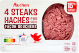 4 Steaks Hachés Pur Bœuf Façon Bouchère Auchan à 6,49 € dans le catalogue Auchan Hypermarché