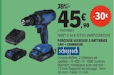 Perceuse Visseuse 2 Batteries 2Ah + Chargeur - SCHEPPACH en promo chez E.Leclerc Toulouse à 45,90 €