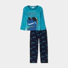 Ensemble pyjama en velour 2 pièces bleu garçon dans le catalogue La Halle