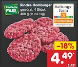 Rinder-Hamburger im Netto Marken-Discount Prospekt Rinder-Hamburger von Einfach Fair im aktuellen Netto Marken-Discount Prospekt für 4,49 €