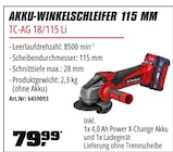 Akku-Winkelschleifer 115 mm von Einhell im aktuellen OBI Prospekt