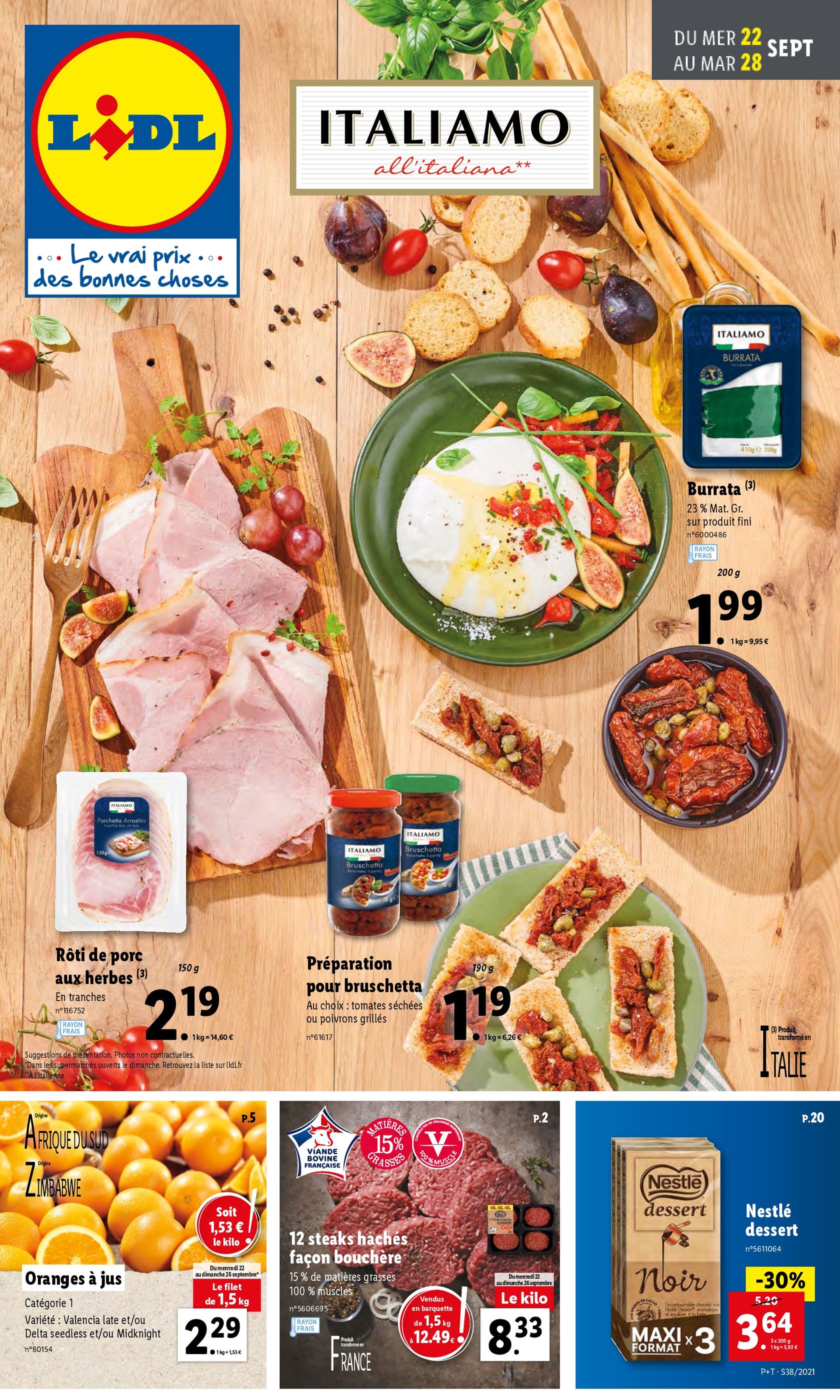 Catalogue Lidl à Longjumeau, avec 60 pages Prospectus Lidl à Longjumeau, "Italiamo", 60 pages, 22/09/2021 - 28/09/2021