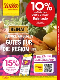Netto Marken-Discount Prospekt "10% auf Obst & Gemüse" für Bürstadt, 2 Seiten, 03.08.2026 - 08.08.2026 Netto Marken-Discount Prospekt "10% auf Obst & Gemüse" für Bürstadt, 2 Seiten, 03.08.2026 - 08.08.2026