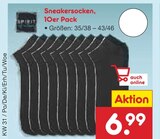Sneakersocken, 10er Pack im Angebot bei Netto Marken-Discount in Mühlhausen Sneakersocken, 10er Pack Angebote bei Netto Marken-Discount Mühlhausen für 6,99 €