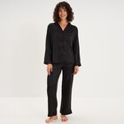 Ensemble pyjama satin chemise pantalon noir femme - La Halle à Lambersart Ensemble pyjama satin chemise pantalon noir femme en promo chez La Halle Lambersart à 29,99 €