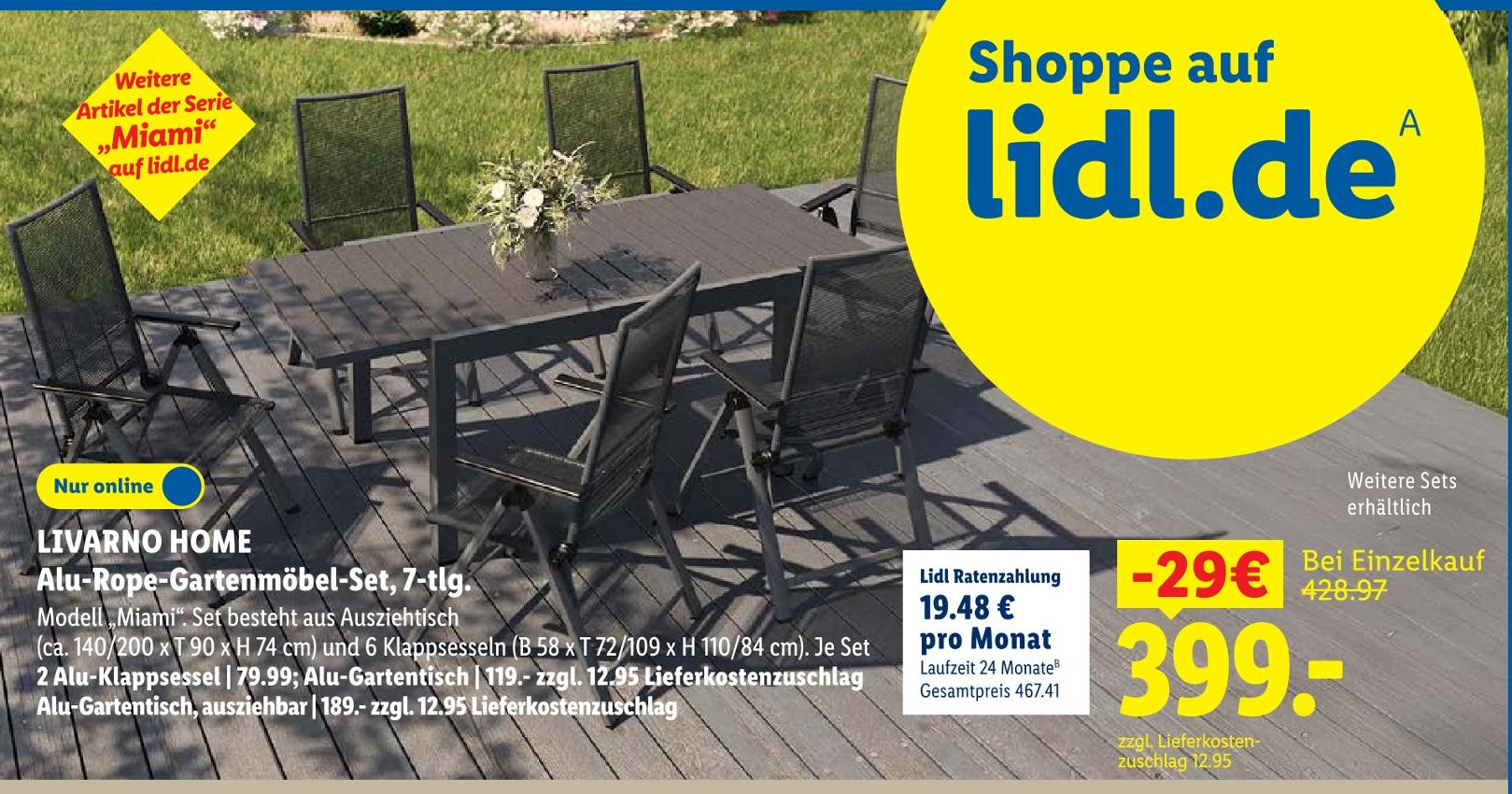 Alu-Rope-Gartenmöbel-Set, 7-tlg.