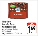 Nuss oder Kakao Klasse Schokolade von Ritter Sport im aktuellen EDEKA Prospekt für 1,69 €