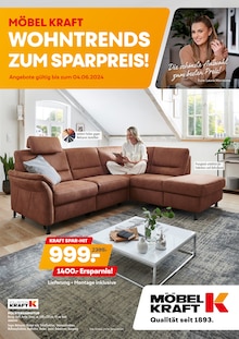 Wohnzimmer im Möbel Kraft Prospekt "Wohntrends zum Sparpreis!" mit 20 Seiten (Jena)