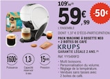 Pack machine à dosette Neo + 2 boîtes de café - KRUPS - E.Leclerc à Villeurbanne Pack machine à dosette Neo + 2 boîtes de café - KRUPS en promo chez E.Leclerc Villeurbanne à 59,99 €