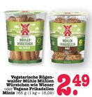 Vegetarische Mühlen Würstchen wie Wiener im Angebot bei E center in Mainz Vegetarische Mühlen Würstchen wie Wiener Angebote von Rügenwalder Mühle bei E center Mainz für 2,49 €