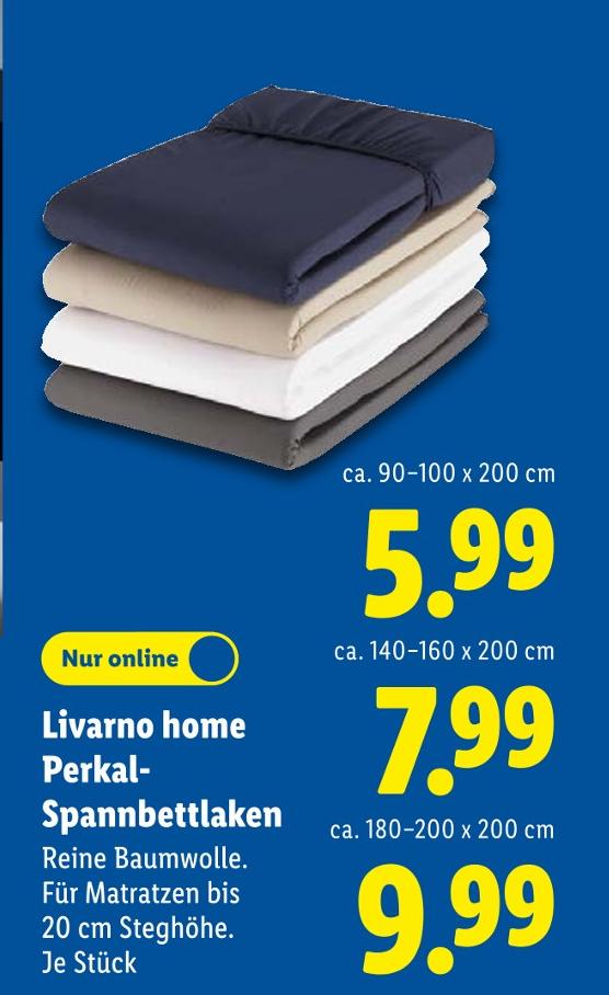 Livarno home Perkal-Spannbettlaken