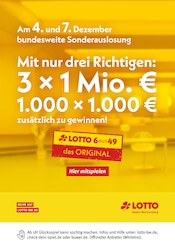 Aktueller Lotto Baden-Württemberg Supermarkt Prospekt in Bad Mergentheim und Umgebung, "Bundesweite Sonderauslosung" mit 1 Seite, 02.12.2024 - 07.12.2024