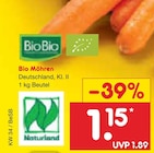 Bio Möhren von BioBio für 1,15 € bei Netto Marken-Discount im Angebot Bio Möhren von BioBio im aktuellen Netto Marken-Discount Prospekt