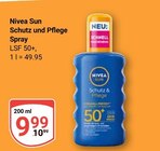 Schutz und Pflege Spray im Angebot bei GLOBUS in Pirmasens Schutz und Pflege Spray Angebote von Nivea Sun bei GLOBUS Pirmasens für 9,99 €