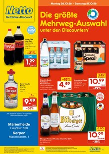 Coca Cola im aktuellen Netto Marken-Discount Prospekt (Gummersbach) Coca Cola im Netto Marken-Discount Prospekt "DER ORT, AN DEM DU IMMER AUSGEZEICHNETE PREISE FINDEST." mit 2 Seiten (Gummersbach)