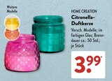 Citronella-Duftkerze von HOME CREATION im aktuellen ALDI SÜD Prospekt für 3,99 €