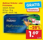 Kräutertee oder Früchtetee im Angebot bei Netto Marken-Discount in Bremen Kräutertee oder Früchtetee Angebote von Meßmer bei Netto Marken-Discount Bremen für 1,69 €