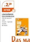 Aktuelles Linkshänder Collegeblock kariert Angebot bei Müller in Heidelberg ab 2,29 €