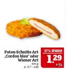 Puten-Schnitte Art "Cordon bleu" oder Wiener Art Angebote bei Marktkauf Erlangen für 1,29 €