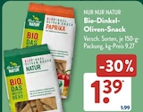 Bio-Dinkel-Oliven-Snack Angebote von Nur Nur Natur bei ALDI SÜD Oberhausen für 1,39 €