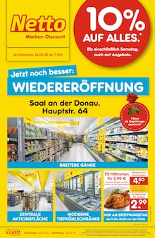 Netto Marken-Discount Prospekt Wiedereröffnung - 10% auf ALLES mit 4 Seiten