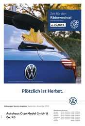 Aktueller Volkswagen Werkstatt & Auto Prospekt in Rot am See und Umgebung, "Herbstliche Angebote." mit 1 Seite, 01.09.2025 - 30.11.2025