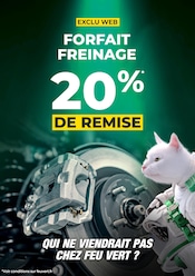 Prospectus Garages & Automobile Feu Vert en cours à Chambry et alentours, "FORFAIT FREINAGE 20% DE REMISE", 1 page, 26/08/2026 - 31/08/2026 Catalogue Garages & Automobile Feu Vert en cours à Chambry et alentours, "FORFAIT FREINAGE 20% DE REMISE", 1 page, 26/08/2026 - 31/08/2026
