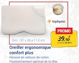 Oreiller ergonomique confort plus - INPHYSIO en promo chez Technicien de Santé Perpignan à 39,90 €