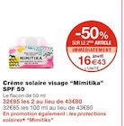 Crème solaire visage SPF 50 - Mimitika dans le catalogue Monoprix