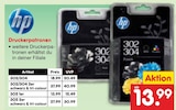 Druckerpatronen 302/304 von hp für 13,99 € bei Netto Marken-Discount im Angebot Druckerpatronen 302/304 von hp im aktuellen Netto Marken-Discount Prospekt