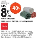 Drap Housse Gaze de Coton 90x190 cm - Tissaia dans le catalogue E.Leclerc