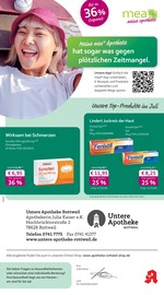 mea - meine apotheke Apotheken Prospekt der aktuellen Woche mit 4 Seiten, gültig von 01.07.2026 bis 31.07.2026, in Rottweil und Umgebung Aktueller mea - meine apotheke Apotheken Prospekt in Rottweil und Umgebung, "Unsere Juli-Angebote" mit 4 Seiten, 01.07.2026 - 31.07.2026