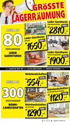 Ecksofa im Polstermöbel Fischer Prospekt "UNSERE GRÖSSTE LAGERRLAGERRÄUMUNG" auf Seite 2