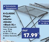 Flügelwäscheständer »Black XL« im Angebot bei Kaufland in Pinneberg Flügelwäscheständer »Black XL« Angebote von K-CLASSIC bei Kaufland Pinneberg für 17,99 €
