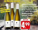 Friesenheimer Sauvignon blanc Kabinett trocken, Auxerrois Baden Kabinett trocken oder Lahrer Herrentisch Weißburgunder Kabinett trocken bei E center im Seelbach Prospekt für 4,99 €