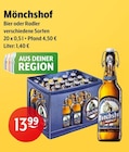 Bier oder Radler Angebote von Mönchshof bei Getränke Hoffmann Amberg für 13,99 €