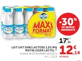 Lait UHT sans lactose 1,2% MG Matin Léger à Super U dans Le Liège Lait UHT sans lactose 1,2% MG Matin Léger à Super U dans Le Liège