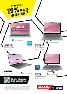 Notebook im aktuellen MediaMarkt Saturn Prospekt (Mannheim) Notebook im MediaMarkt Saturn Prospekt "BIS MONTAG: 19% MWST GESCHENKT" mit 21 Seiten (Mannheim)