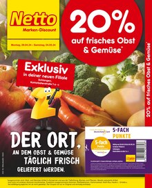 Netto Marken-Discount Prospekt "20% auf frisches Obst & Gemüse" mit  Seiten (Schlangen)