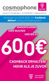 Aktueller cosmophone Weitere Geschäfte Prospekt in Pattensen und Umgebung, "Verlängert bis zum 03.03.2025: Mit Cashback Aktion richtig viel Geld sparen!" mit 8 Seiten, 02.01.2025 - 31.01.2025