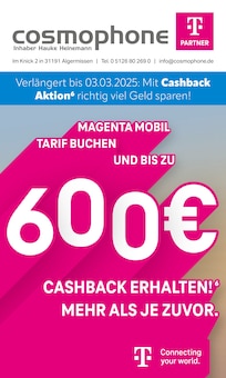 cosmophone Prospekt Verlängert bis zum 03.03.2025: Mit Cashback Aktion richtig viel Geld sparen! mit  Seiten in Pattensen und Umgebung