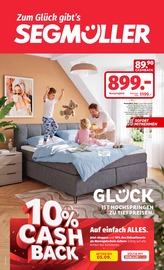 Boxspringbett im Segmüller Prospekt in Ulm Aktueller Segmüller Prospekt mit Boxspringbett, "Zum Glück gibt’s Segmüller - Glück ist Hochspringen zu Tiefpreisen", Seite 1