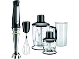 MultiQuick 7 MQ 7045X, leistungsstarker Pürierstab mit Zubehör-Set, Stabmixer Premium Schwarz/Edelstahl (1000 Watt, 1.25 Liter Standmixer, 350 ml Kompaktzerkleinerer, 600 Mix- und Messbecher) von BRAUN im aktuellen MediaMarkt Saturn Prospekt für 74,00 €