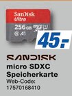 micro SDXC Speicherkarte Angebote von SanDisk bei expert Regensburg für 45,00 €