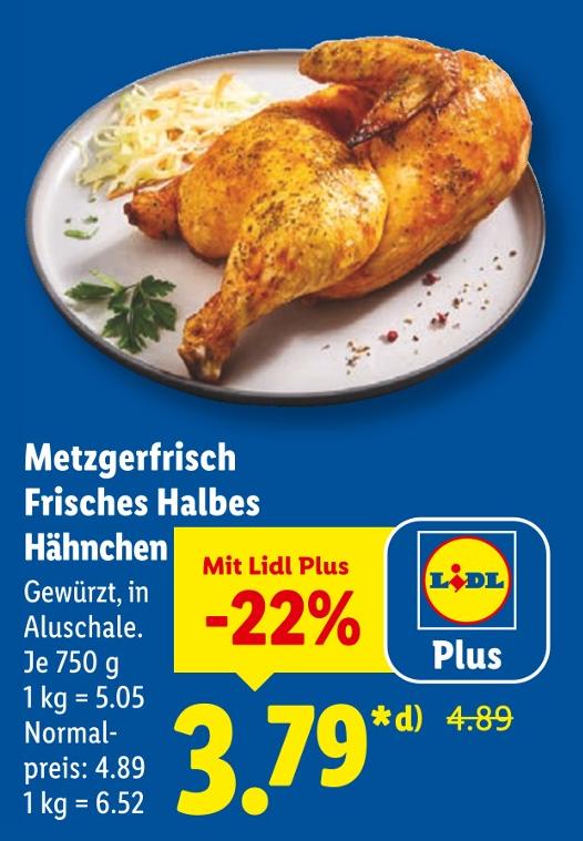 Metzgerfrisch Frisches Halbes Hähnchen
