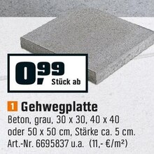 Gehwegplatte bei OBI in Düren Gehwegplatte im Angebot bei OBI Düren für 0,99 €