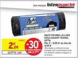 Sacs poubelle lien coulissant 15x50L - APTA - Intermarché Hyper à Antibes Sacs poubelle lien coulissant 15x50L - APTA en promo chez Intermarché Hyper Antibes à 1,46 €